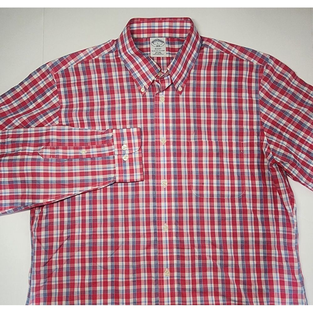 Brooks Brothers Regent Mens Sizes L Long Sleeve Plaid Button‎ Down Shirt